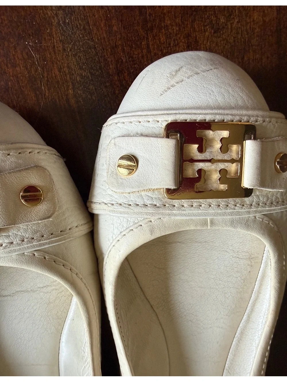 Tory Burch White Leather Ballet Flats Size 8M
